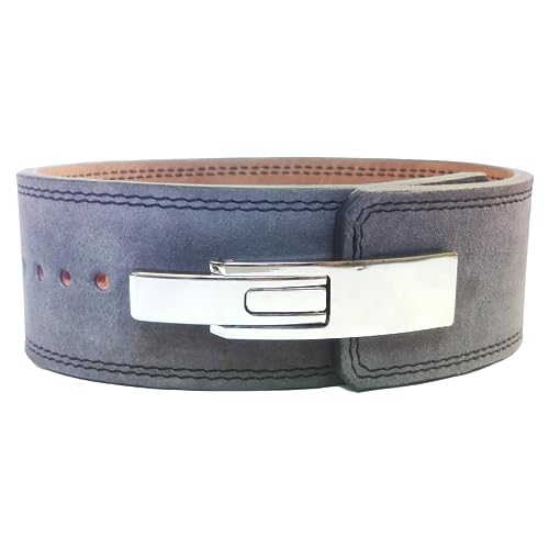 MuscleForge® Cintura da Powerlifting in pelle con fibbia in acciaio, Cintura per sollevamento pesi, per fitness, allenamento della forza, bodybuilding - spessore 12mm, larghezza 10cm, taglia S/L/M