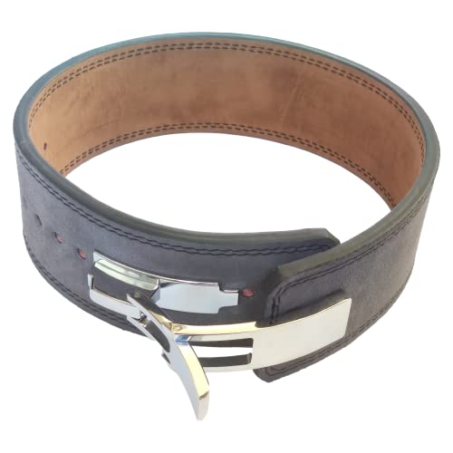 MuscleForge® Cintura da Powerlifting in pelle con fibbia in acciaio, Cintura per sollevamento pesi, per fitness, allenamento della forza, bodybuilding - spessore 12mm, larghezza 10cm, taglia S/L/M