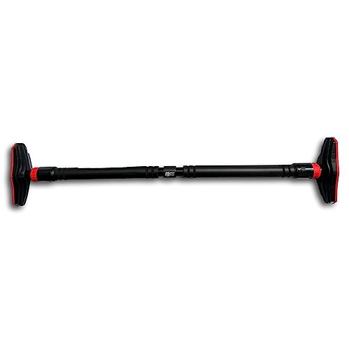 MuscleForge® Klimmzugstange Türrahmen, Verstellbar 73-105/9-135 cm, weiche Schaumstoffenden, ideal für Klimmzüge, Knieheben, Calisthenics, Pull Up Bar mit Gewindesperre