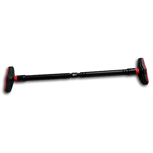 MuscleForge® Klimmzugstange Türrahmen, Verstellbar 73-105/9-135 cm, weiche Schaumstoffenden, ideal für Klimmzüge, Knieheben, Calisthenics, Pull Up Bar mit Gewindesperre