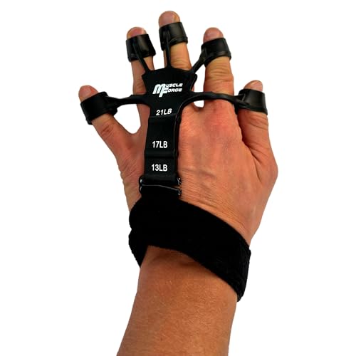 MuscleForge® Finger Trainer, Estensore delle Dita in silicone per rafforzare la forza della presa, 3 Livelli di Regolazione 6-10 kg, Gripper Strength Trainer per L'allenamento delle Dita e avambraccio