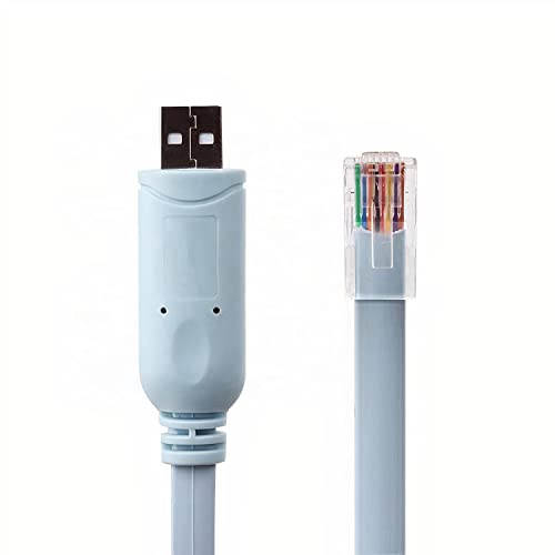 JSM FITNESS USB/USB-C/DB9 zu RJ-45 Konsolenkabel zur Konfiguration von Netzwerkgeräten - Länge 1.8/3/5m und FTDI Chip, Console cable für Cisco Routers, Switches, funktioniert mit Windows, Linux, Mac