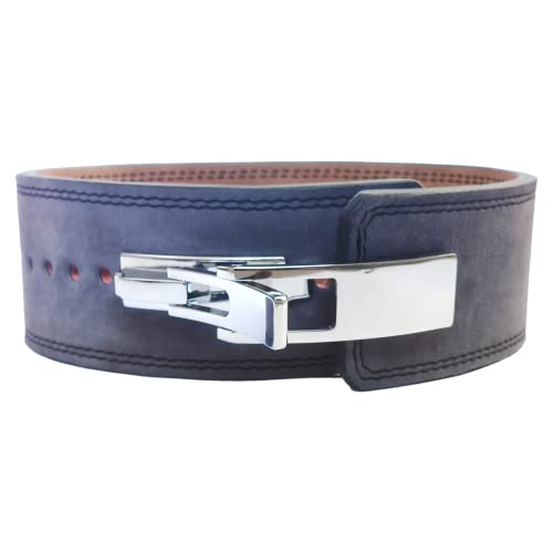 MuscleForge Leder Powerlifting Gürtel mit Stahlschnalle - Gewichthebergürtel für Powerlifting, Weightlifting Belt for Bodybuilding, Krafttraining, Größe S/M/L