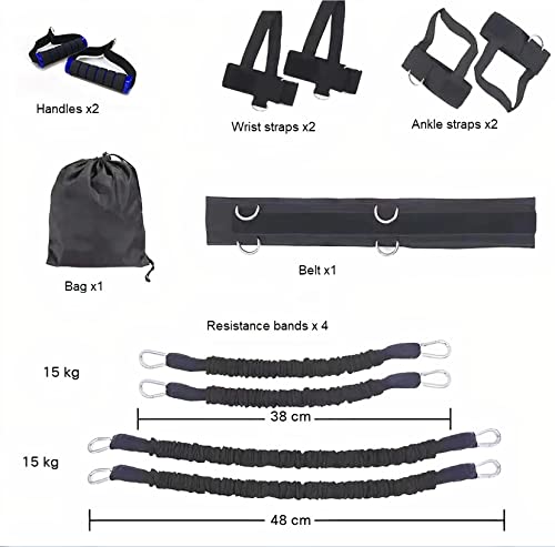 MuscleForge® Widerstandsband-Set für Box- und Sprungtraining, Trainingsband-Set mit Gurt und Aufsätzen für das motorische Training, Boxgeräte für zuhause, Functional und Box Trainingsgerät