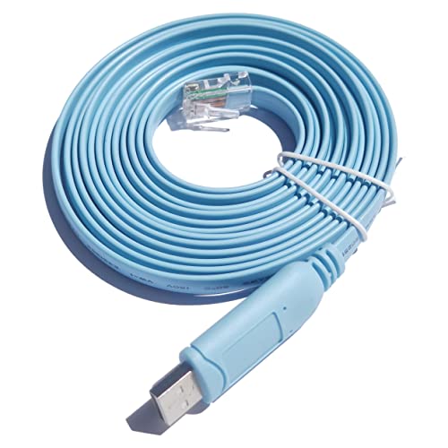 JSM FITNESS USB/USB-C/DB9 zu RJ-45 Konsolenkabel zur Konfiguration von Netzwerkgeräten - Länge 1.8/3/5m und FTDI Chip, Console cable für Cisco Routers, Switches, funktioniert mit Windows, Linux, Mac