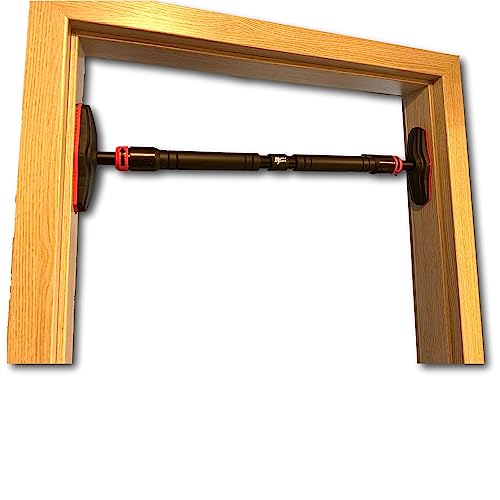 MuscleForge® Klimmzugstange Türrahmen, Verstellbar 73-105/9-135 cm, weiche Schaumstoffenden, ideal für Klimmzüge, Knieheben, Calisthenics, Pull Up Bar mit Gewindesperre