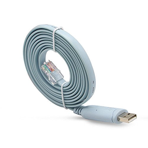 JSM FITNESS USB/USB-C/DB9 zu RJ-45 Konsolenkabel zur Konfiguration von Netzwerkgeräten - Länge 1.8/3/5m und FTDI Chip, Console cable für Cisco Routers, Switches, funktioniert mit Windows, Linux, Mac