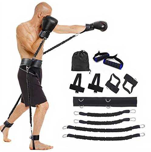 MuscleForge® Widerstandsband-Set für Box- und Sprungtraining, Trainingsband-Set mit Gurt und Aufsätzen für das motorische Training, Boxgeräte für zuhause, Functional und Box Trainingsgerät