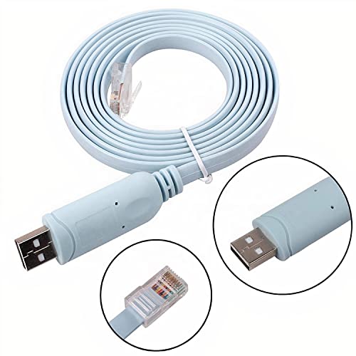 JSM FITNESS USB/USB-C/DB9 zu RJ-45 Konsolenkabel zur Konfiguration von Netzwerkgeräten - Länge 1.8/3/5m und FTDI Chip, Console cable für Cisco Routers, Switches, funktioniert mit Windows, Linux, Mac