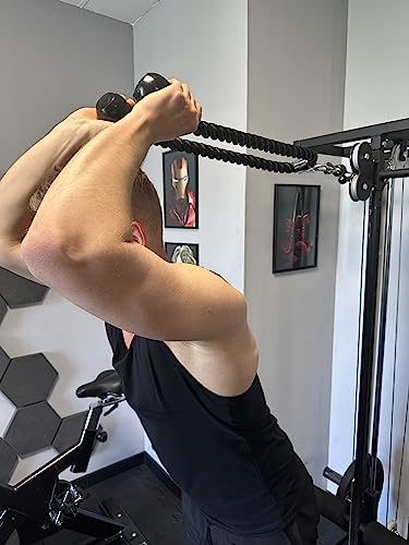 MuscleForge® Trizepsseil 120 cm lång, Kabelzug Seil für Trizepz, Trizeps-Tau mit Drehgelenk, Kabelzuggriff für Seilzug, Latzug, Kraftstation im Fitness Center