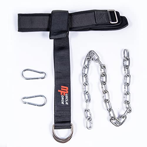 MuscleForge® Neck Harness per l'allenamento di boxe e MMA, Cintura per l'allenamento del collo con catena e moschettoni, Coppa per la Testa per l'allenamento dei pesi, resistenza fino a 240 kg