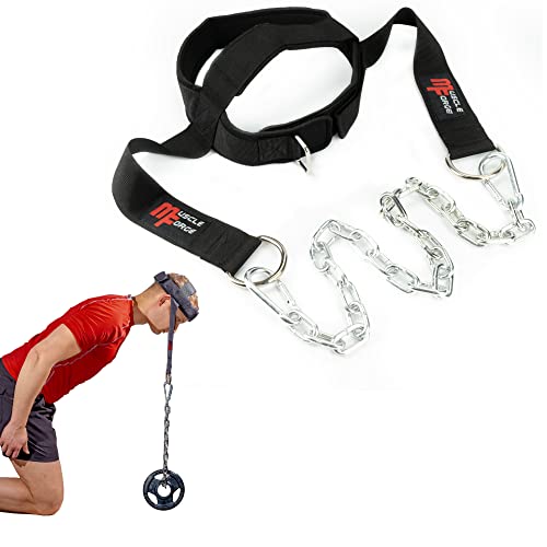 MuscleForge® Kopfgurt für Nackentraining mit Kette und Karabinerhaken, Nackentrainer, Hals Kopf Geschirr für Box und MMA, Neck Harness, Head Cup for neck training im Gewichtheben und Wrestling