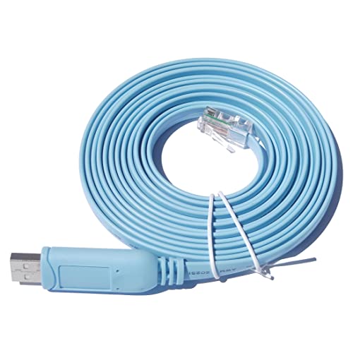 JSM FITNESS USB/USB-C/DB9 zu RJ-45 Konsolenkabel zur Konfiguration von Netzwerkgeräten - Länge 1.8/3/5m und FTDI Chip, Console cable für Cisco Routers, Switches, funktioniert mit Windows, Linux, Mac