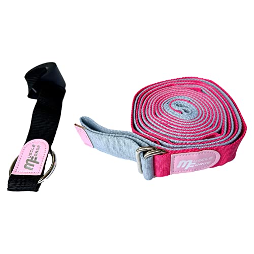 MuscleForge® Cinghia Yoga con attacco alla porta, Cintura Yoga per lo stretching delle gambe, Yoga strap per pilates, balletto e allenamento dei glutei, Allenamento con lo spago e arti marziali