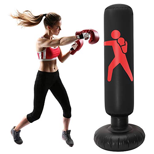 MuscleForge® Sacco da boxe gonfiabile in piedi da 160 cm con pompa inclusa nel set, Sacca da Boxe da terra per Bambini e Adulti