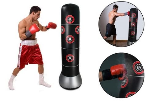 MuscleForge Sacco da boxe gonfiabile con pompa inclusa nel set, sacco da boxe in piedi, altezza 150 cm, sacco da boxe, sacco da boxe, sacco da boxe per bambini, per kickboxing e MMA