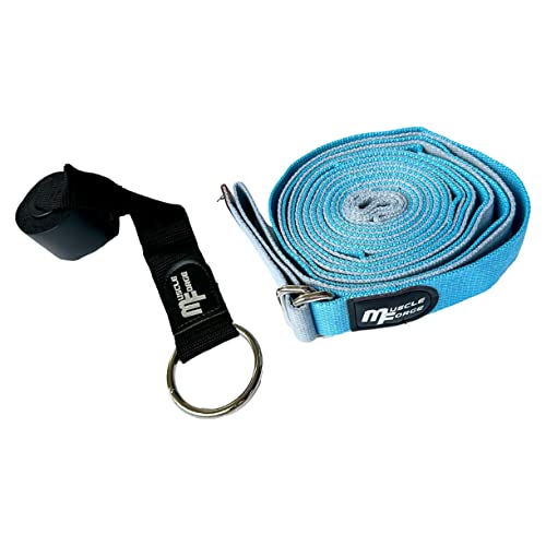 MuscleForge® Cinturón de yoga 300 cm, Cinturón de estiramiento de piernas con gancho de puerta, correa de yoga para estiramientos, ballet y entrenamiento de artes marciales