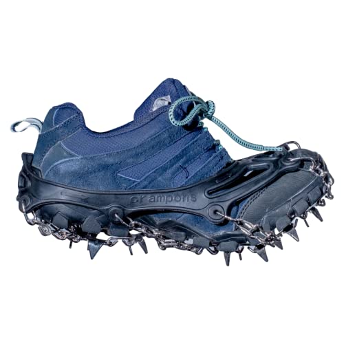 MuscleForge® Crampones de montaña para Botas sobre Nieve y Hielo, 8/19 Clavos de Acero, Cadenas Antideslizantes para Senderismo en terrenos resbaladizos, para Mujeres y Hombres, Talla M/L/XL