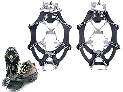 MuscleForge® Crampones de montaña para Botas sobre Nieve y Hielo, 8/19 Clavos de Acero, Cadenas Antideslizantes para Senderismo en terrenos resbaladizos, para Mujeres y Hombres, Talla M/L/XL