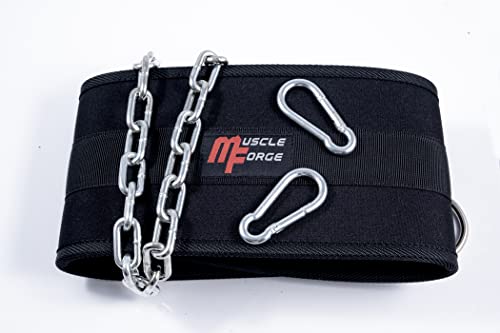 MuscleForge® Dip Belt, Cintura Zavorra fino a 240 kg con una catena e moschettoni, Cintura di pesi per bodybuilding e calisthenics con carico supplementare, Cintura Palestra per Pull-up e Dip