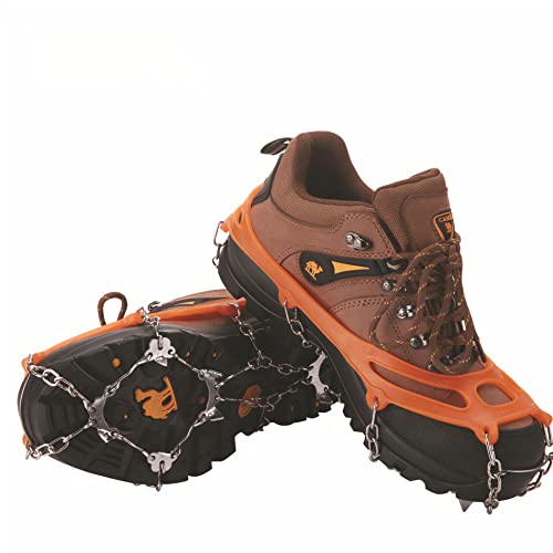 MuscleForge® Crampones de montaña para Botas sobre Nieve y Hielo, 8/19 Clavos de Acero, Cadenas Antideslizantes para Senderismo en terrenos resbaladizos, para Mujeres y Hombres, Talla M/L/XL