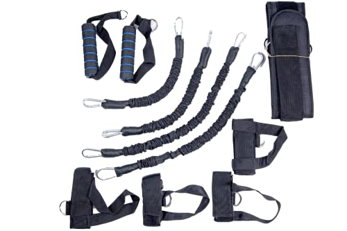 MuscleForge® Widerstandsband-Set für Box- und Sprungtraining, Trainingsband-Set mit Gurt und Aufsätzen für das motorische Training, Boxgeräte für zuhause, Functional und Box Trainingsgerät