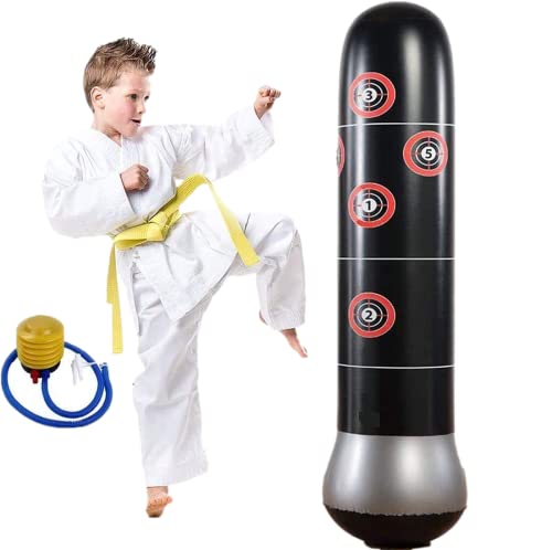 MuscleForge Sacco da boxe gonfiabile con pompa inclusa nel set, sacco da boxe in piedi, altezza 150 cm, sacco da boxe, sacco da boxe, sacco da boxe per bambini, per kickboxing e MMA