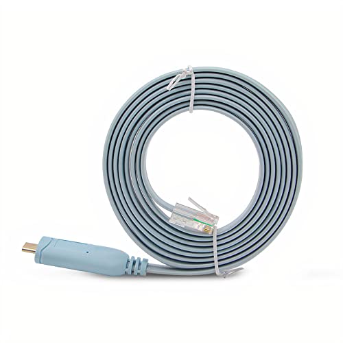 JSM FITNESS USB/USB-C/DB9 zu RJ-45 Konsolenkabel zur Konfiguration von Netzwerkgeräten - Länge 1.8/3/5m und FTDI Chip, Console cable für Cisco Routers, Switches, funktioniert mit Windows, Linux, Mac