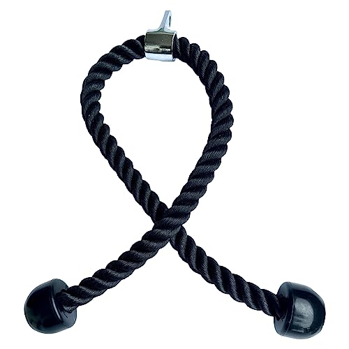 MuscleForge® Corda per Tricipiti 120 cm Extra Lungo, Fune di Trazione in Nylon per Macchina a Cavo, Pulley Cable da Palestra per l'allenamento della Forza, Tricipiti, Bicipiti, Spalle Esercizi