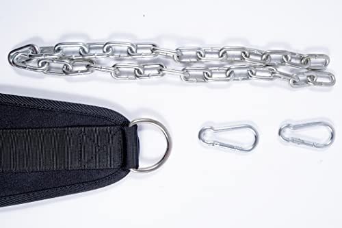 MuscleForge® Dip Gürtel, Lastgürtel bis 240 kg mit einer Kette und Karabiner, Gewichtsgürtel für Krafttraining mit hängenden Gewichten, Gürtel zum Aufhängen von Gewichten für Klimmzügen und Dips