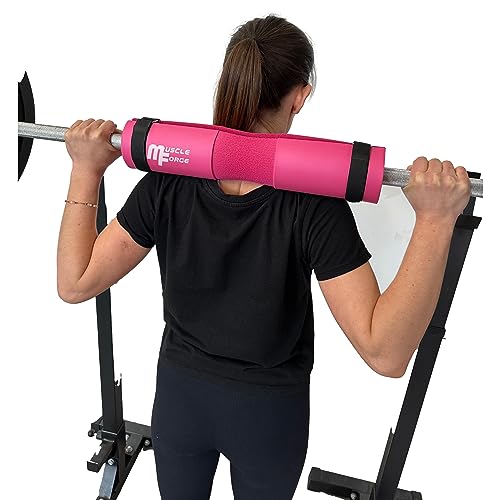 MuscleForge® Almohadilla para barra de pesas con 2 correas, almohadilla de espuma para proteger el cuello y las caderas durante las sentadillas y los ejercicios de cadera en el entrenamiento fitness