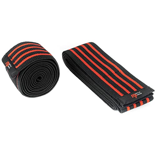 MuscleForge® Kniebänder - 2er Set, Elastisch Kniebandagen für Powerlifting, Kniebeugen, Kreuzheben, Krafttraining - Knee Wraps mit Klettverschluss für Männer & Frauen