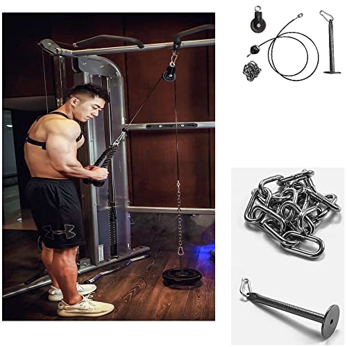 MuscleForge Latzug Seilzug Fitness Kabelsystem, Kabelzug Fitness, Trizeps Trainingsgerät für Zuhause, Pulley System für Bizeps Training, Umlenkrolle fitness, Fitness Flaschenzug Seilzugsystem