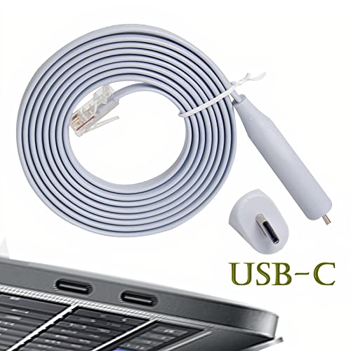 JSM FITNESS USB/USB-C/DB9 zu RJ-45 Konsolenkabel zur Konfiguration von Netzwerkgeräten - Länge 1.8/3/5m und FTDI Chip, Console cable für Cisco Routers, Switches, funktioniert mit Windows, Linux, Mac