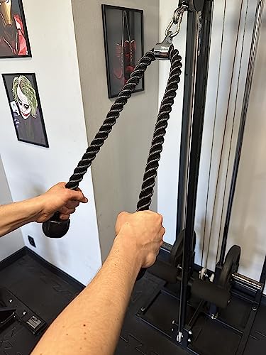 MuscleForge® Trizepsseil 120 cm lång, Kabelzug Seil für Trizepz, Trizeps-Tau mit Drehgelenk, Kabelzuggriff für Seilzug, Latzug, Kraftstation im Fitness Center