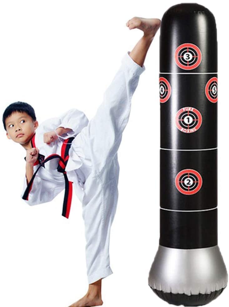 MuscleForge Sacco da boxe gonfiabile con pompa inclusa nel set, sacco da boxe in piedi, altezza 150 cm, sacco da boxe, sacco da boxe, sacco da boxe per bambini, per kickboxing e MMA