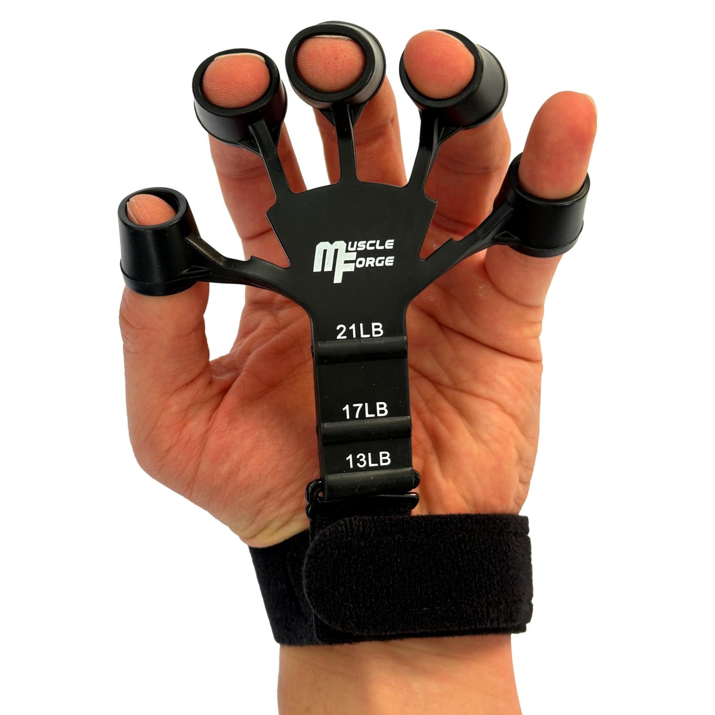 MuscleForge® Finger Trainer, Extensor de Dedos para Fortalecer la Fuerza de Agarre y Rehabilitación, Pinza de Silicona para Dedos, 3 Niveles de Ajuste, Finger Exerciser para Entrenamiento Antebrazos