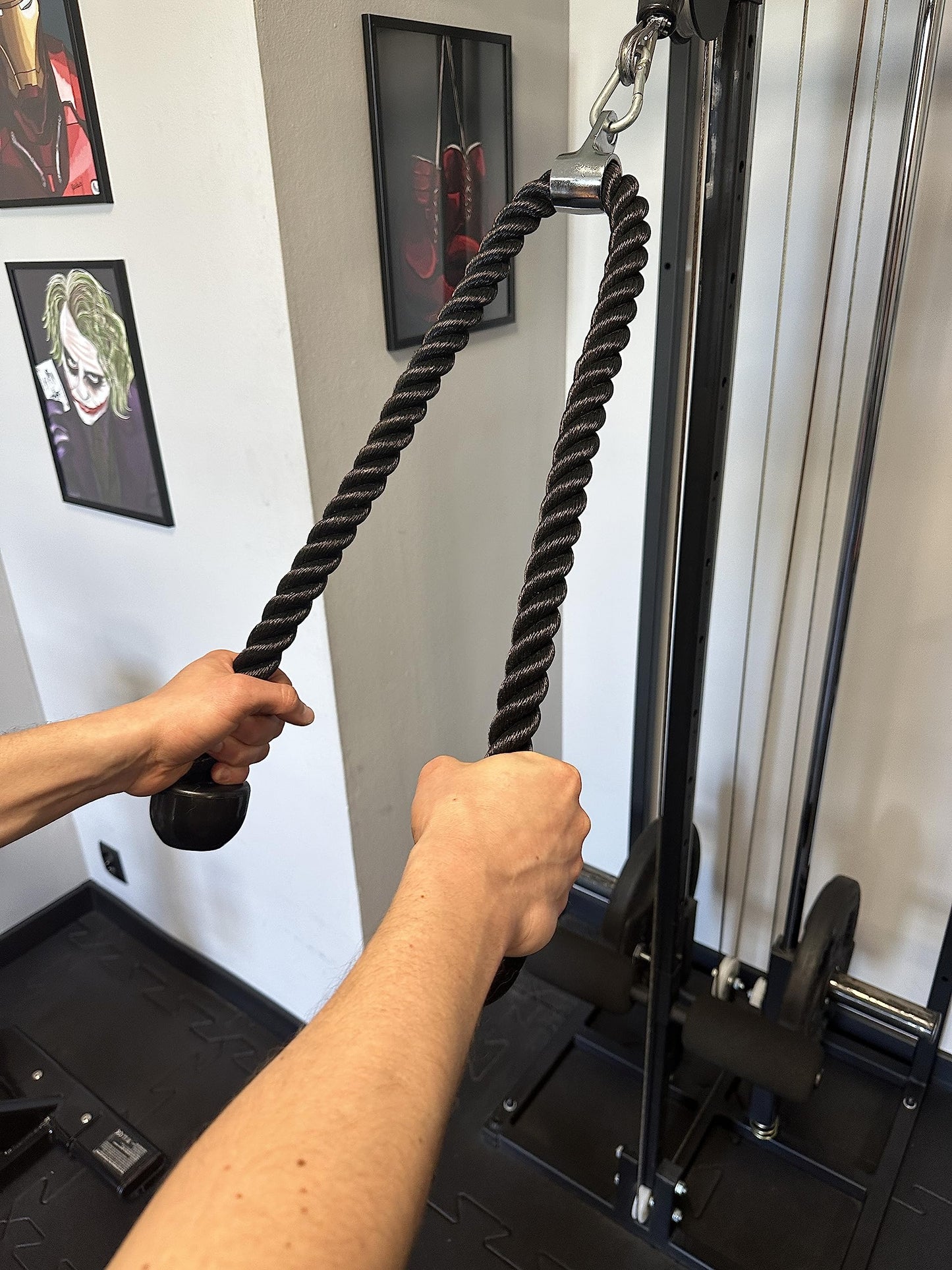 MuscleForge® Cuerda de Tríceps 120 cm para Polea, Asa de tríceps para Máquina de Cable, Nylon Accesorio de Polea de Gimnasio para Tríceps, Bizeps, Ejercicios de Fitness para Hombros, Abdominales